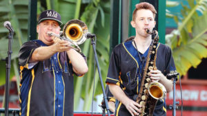 Eric Croissant playing with LALA Brass band at Downtown Disney